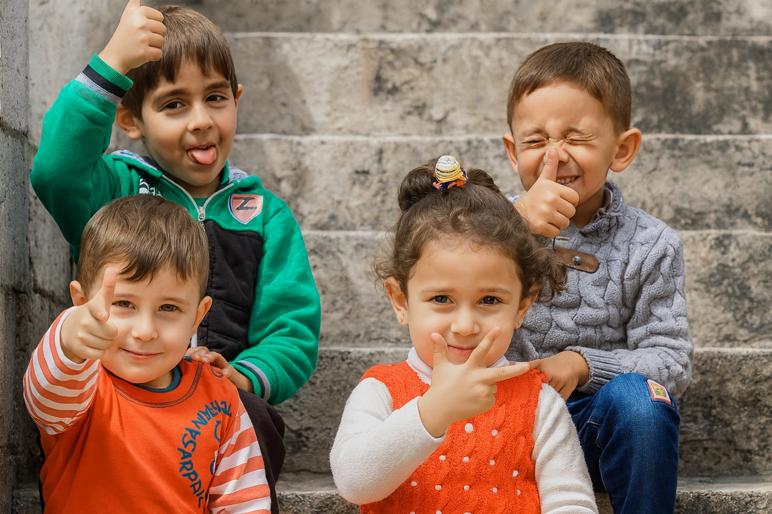 Niños jugando felices