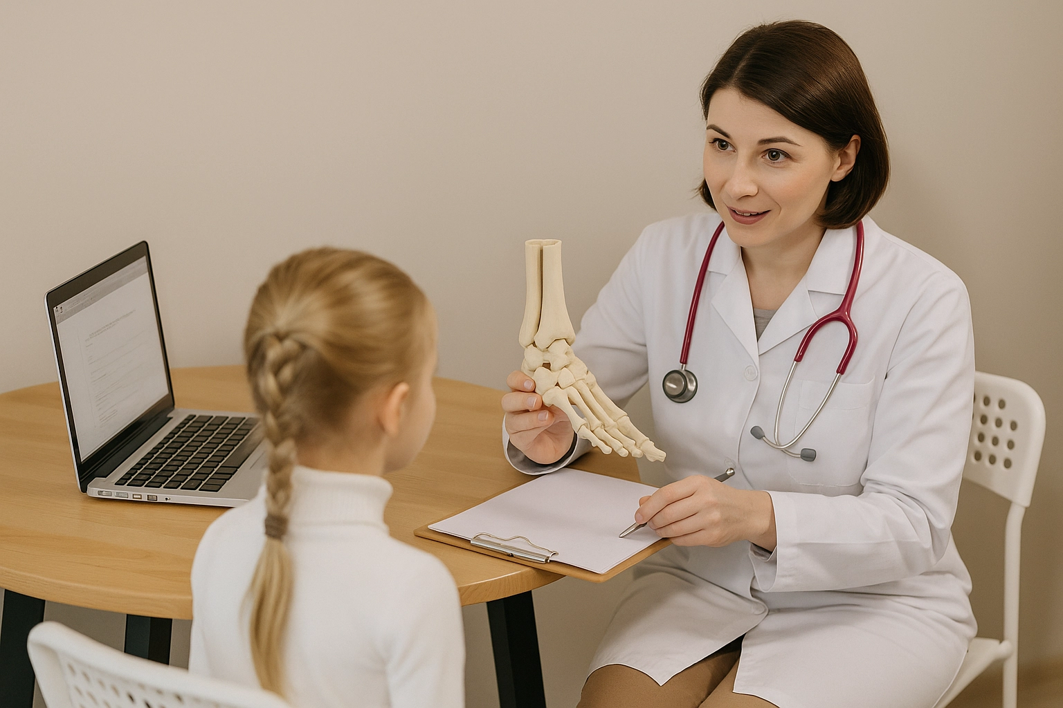 Especialista en consulta con paciente infantil